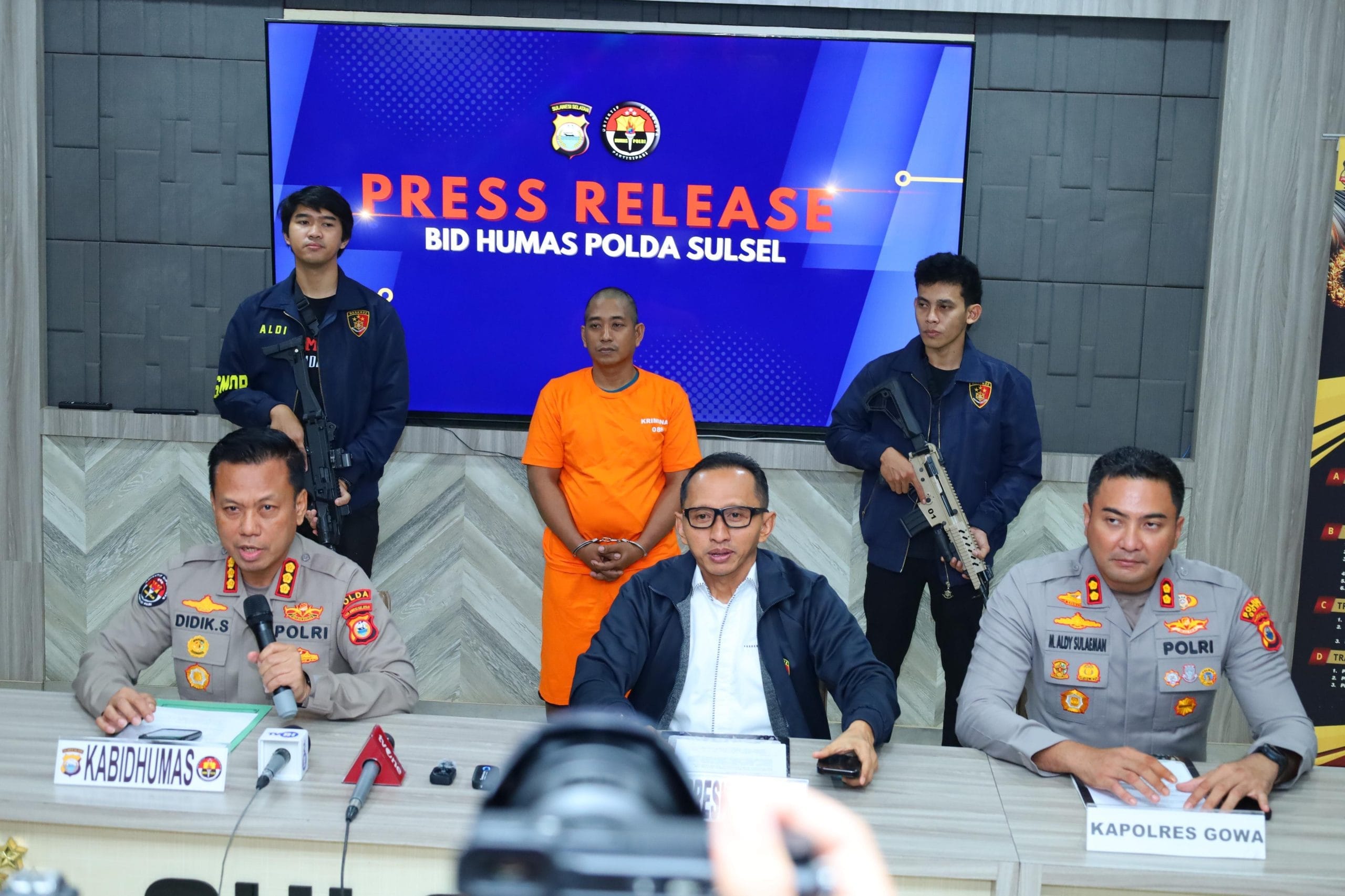 Polda Sulsel Gelar Press Release Kasus Penganiayaan Berat Di Gowa, Pelaku Gunakan Senapan Angin