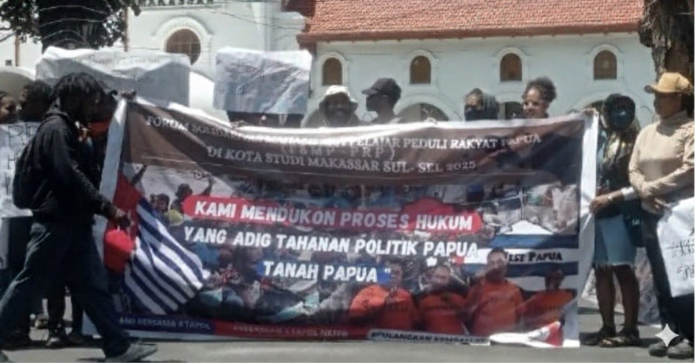 Forum Mahasiswa Papua Dukung Proses Hukum Tahanan Politik Papua Di PN Makassar