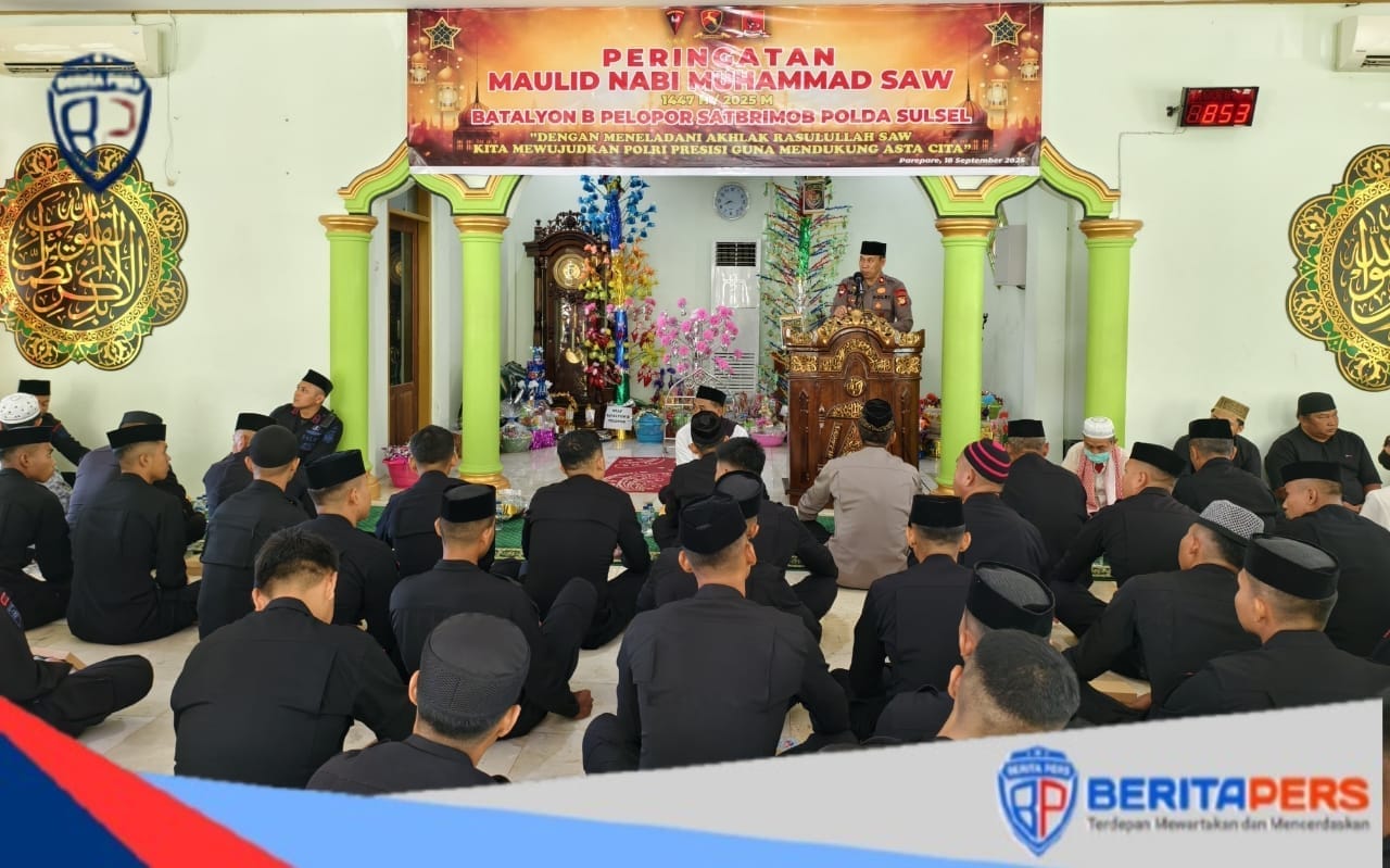 Batalyon B Pelopor Satbrimob Polda Sulsel Gelar Peringatan Maulid Nabi Muhammad SAW