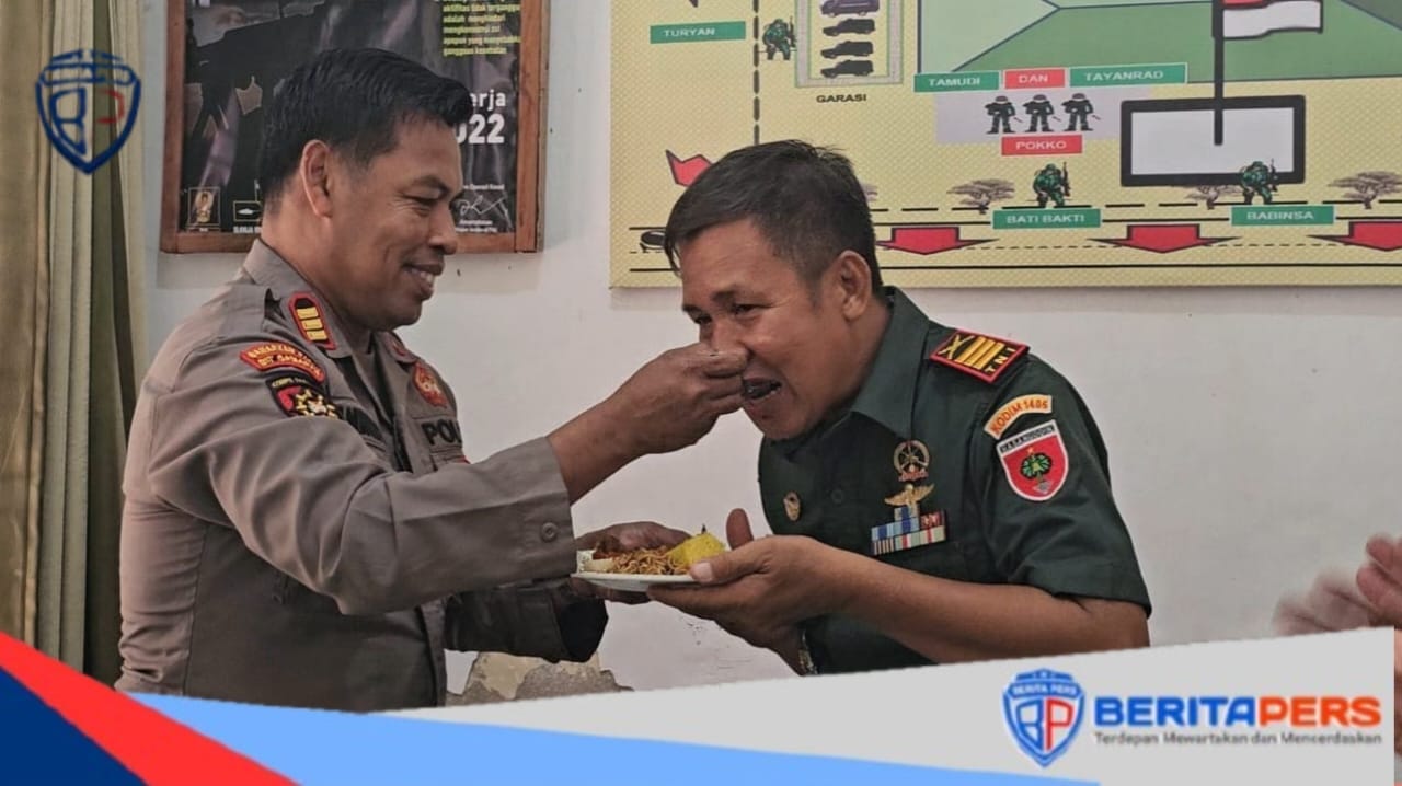 Polsek Ujung Sambangi Koramil 1405-01 Ujung, Beri Ucapan HUT TNI ke-80
