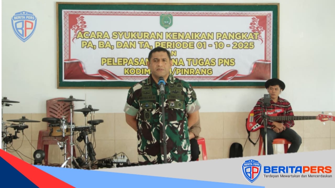 Syukuran Kenaikan Pangkat dan Pelepasan Purna Tugas di Makodim 1404/Pinrang Penuh Keakraban