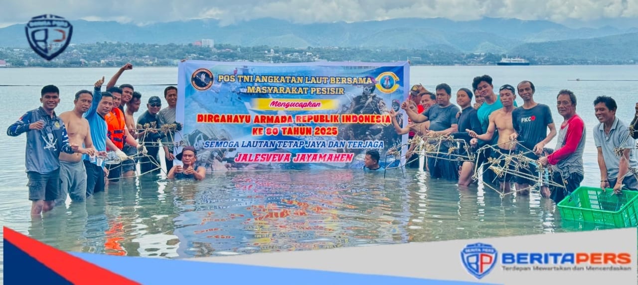 HUT Armada ke-80, Pos TNI AL Pinrang Gelar Aksi Bersih Pantai