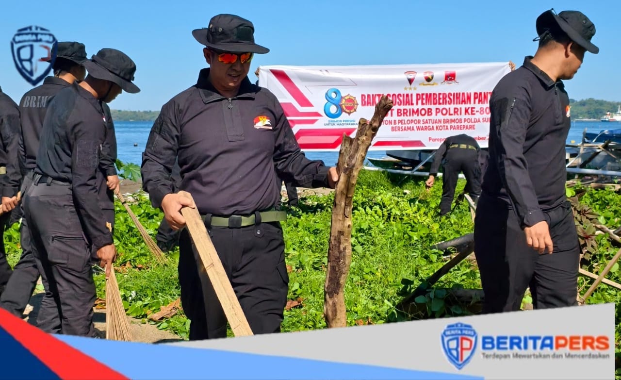 Jelang HUT ke-80 Korps Brimob Polri, Batalyon B Pelopor gelar Baksos Pembersihan Pantaiku