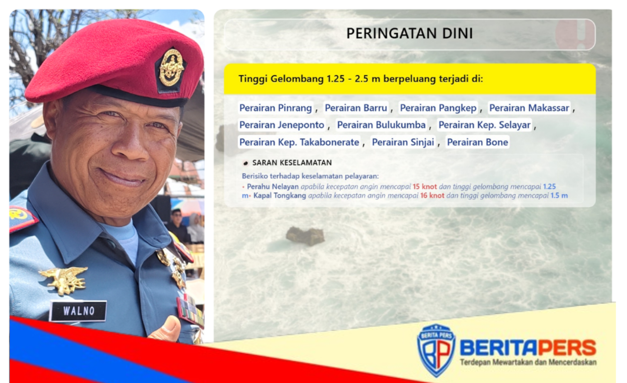 Pos TNI AL Pinrang Imbau Nelayan Waspada Gelombang Tinggi di Perairan Sulsel