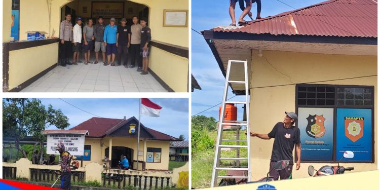 Kapol Subsektor Lanrisang Gelar Kerja Bakti Bersama Warga di Kantor Polsubsektor