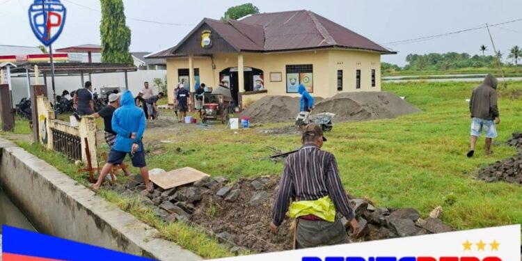Pembangunan Pondasi Pagar Kantor Polsubsektor Lanrisang Libatkan Partisipasi Warga