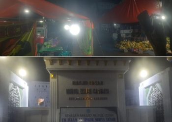 Lapak Sari Laut Mba Ningsi Tutupi Keindahan Masjid, Diduga Ada “Main Mata” Sewa Lahan
