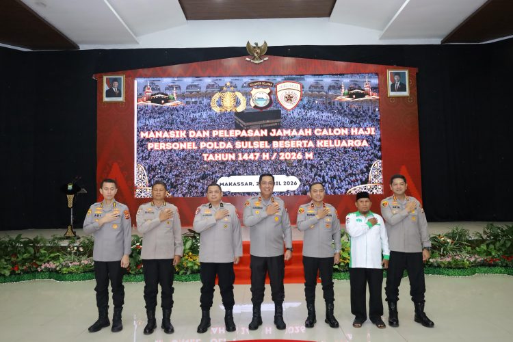 Manasik Haji dan Pelepasan Jamaah Calon Haji Personel Polda Sulsel Tahun 1447 H/2026 M Berlangsung Khidmat