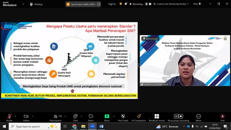 Webinar Peran Standardisasi dalam Penguatan Sektor Perikanan di Sulsel