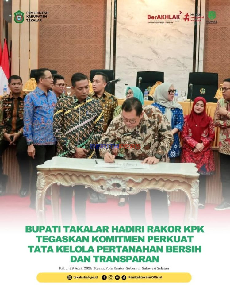 Bupati Takalar Hadiri Rakor KPK, Tegaskan Komitmen Perkuat Tata Kelola Pertanahan Bersih dan Transparan