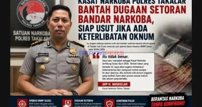Kasat Narkoba Polres Takalar Bantah Isu Setoran Rutin, Bakal Tindak Tegas Anggotanya Jika Terlibat