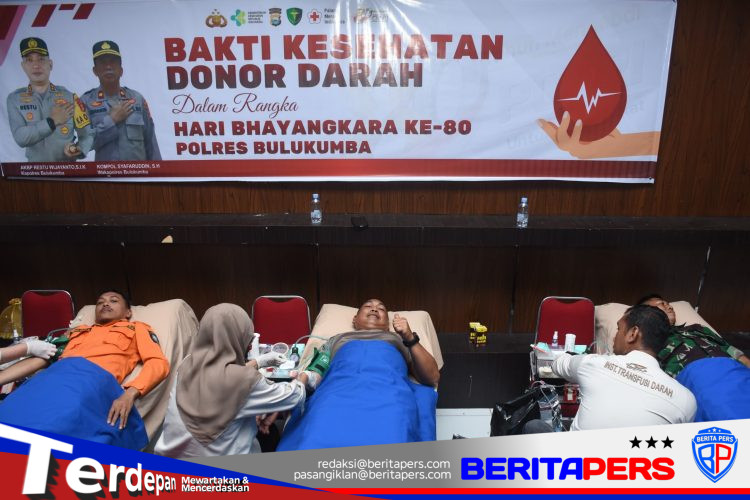 59 Kantong Darah Terkumpul dalam Bakti Kesehatan Polres Bulukumba Sambut Hari Bhayangkara ke-80
