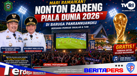 Manjakan Pecinta Bola, Pemkab Takalar dan TVRI Gelar Nobar Piala Dunia 2026 di Baruga Panrannuangku