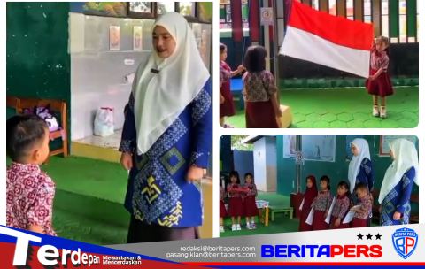 Anak TK Negeri Lerang Antusias Kibarkan Bendera Merah Putih, Peringatan Hari Anak Nasional 2026 Berlangsung Khidmat