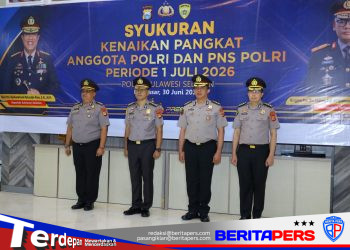 Kapolda Sulsel Pimpin Upacara Laporan Kenaikan Pangkat AKBP ke Kombes Pol Periode 1 Juli 2026