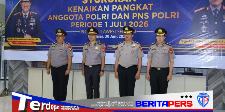 Kapolda Sulsel Pimpin Upacara Laporan Kenaikan Pangkat AKBP ke Kombes Pol Periode 1 Juli 2026