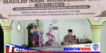 Teladani Akhlak Rasulullah SAW, Batalyon B Pelopor Brimob Polda Sulsel Gelar Maulid Nabi