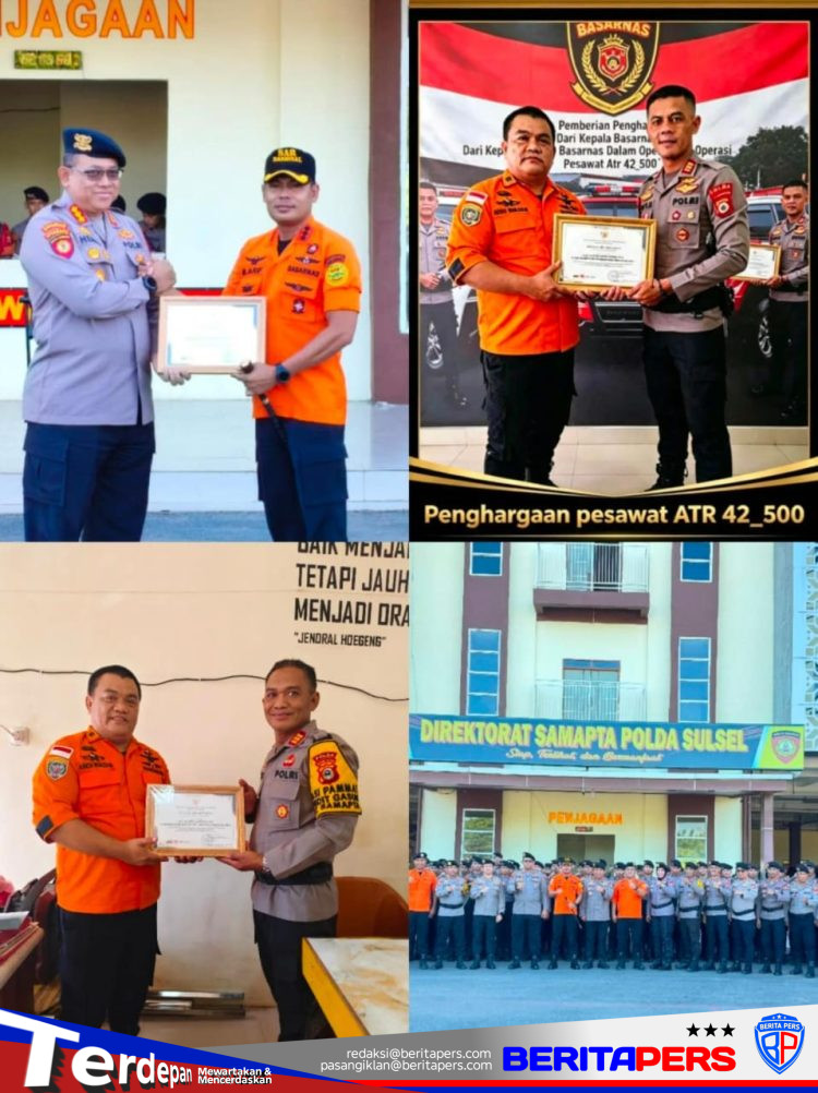 Tim SAR Dit Samapta Polda Sulsel Terima Penghargaan dari Kepala Basarnas Atas Dedikasi Evakuasi ATR 42-500