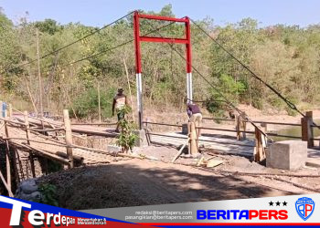 Kemanunggalan TNI dan Rakyat, Pembangunan Jembatan Gantung Tahap V di Gowa Capai Lebih dari 80%