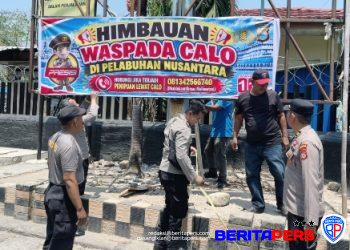 Waspada Calo di Pelabuhan Nusantara Parepare, Polsek KPN Pasang Spanduk