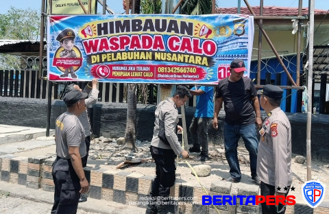 Waspada Calo di Pelabuhan Nusantara Parepare, Polsek KPN Pasang Spanduk