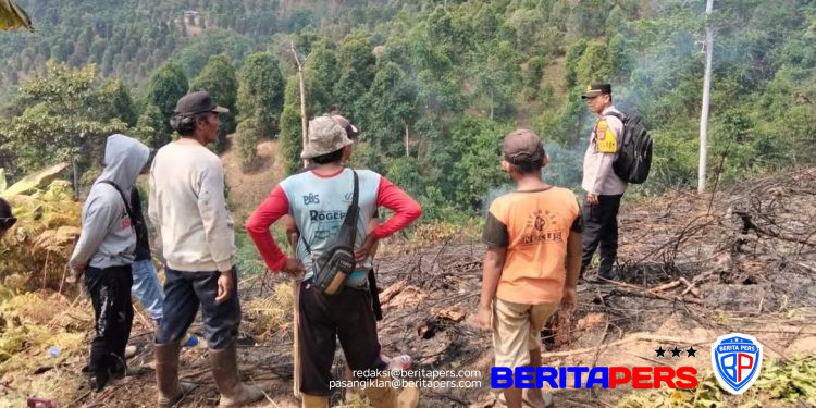 Polisi, Damkar, dan Warga Bersama Padamkan Kebakaran Lahan di Samaturu
