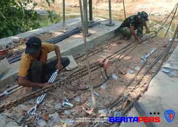 Jembatan Gantung Perintis di Gowa Siap Rampung, Kolaborasi TNI dan Rakyat Buahkan Hasil Manis
