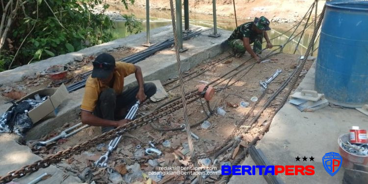 Jembatan Gantung Perintis di Gowa Siap Rampung, Kolaborasi TNI dan Rakyat Buahkan Hasil Manis