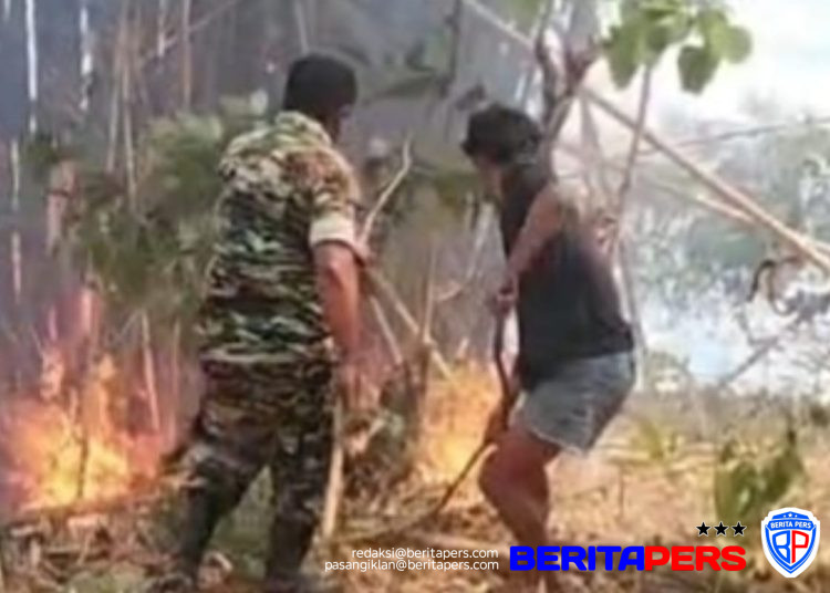 Aksi Cepat Babinsa dan Masyarakat Jinakkan Kebakaran Lahan di Parigi Gowa