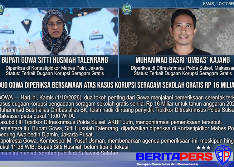 Bupati Gowa Sitti Husniah Talenrang dan Basri kajang Diperiksa Bersamaan
