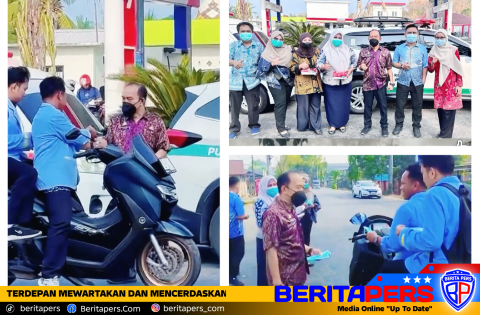 Cegah Dampak Kabut Asap, Kepala Puskesmas Lumpue Bersama Staf Turun Langsung Bagikan Masker di Depan SPBU